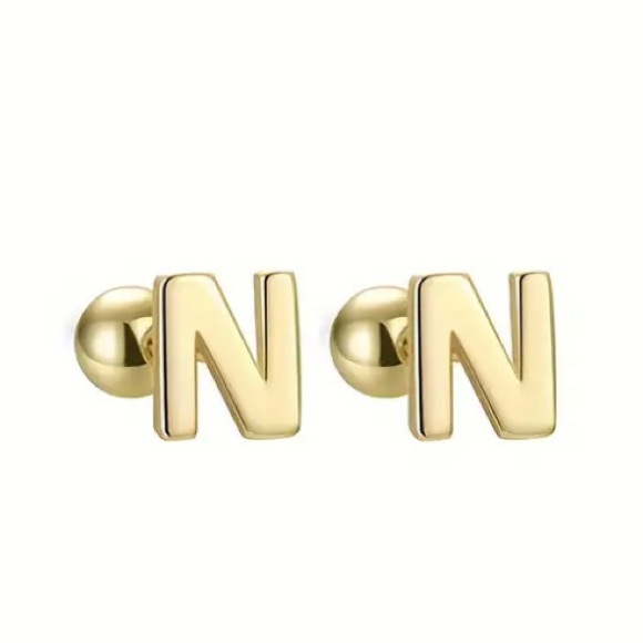 Jewelry - Initial 'N' Stainless Steel Stud Earrings